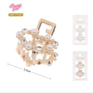 Mini Ganchetas De Cabello Con Perlitas 2Pcs Corazon