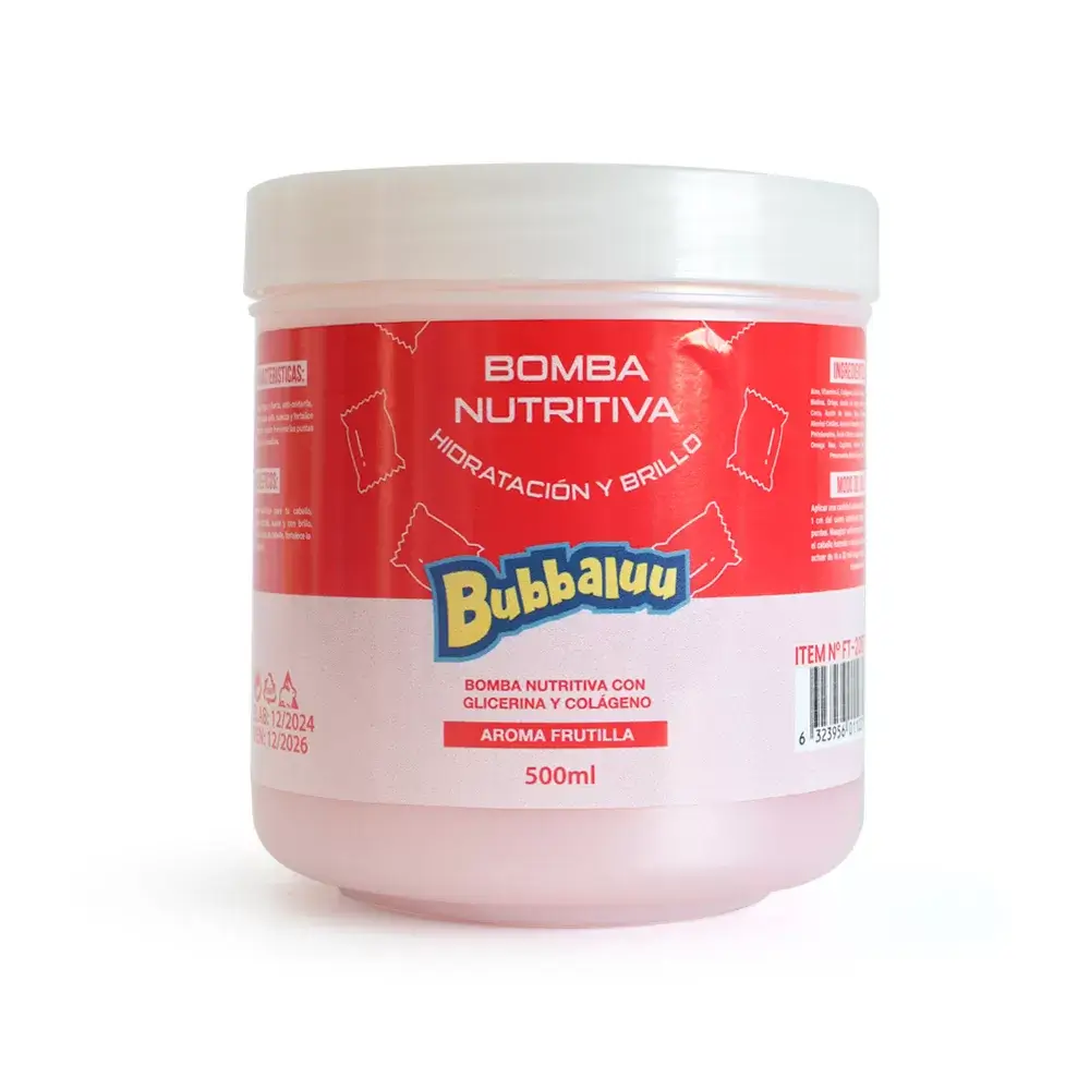 Crema Capilar Bomba Nutritiva Bubbaluu Frutilla 500ml Reania.y