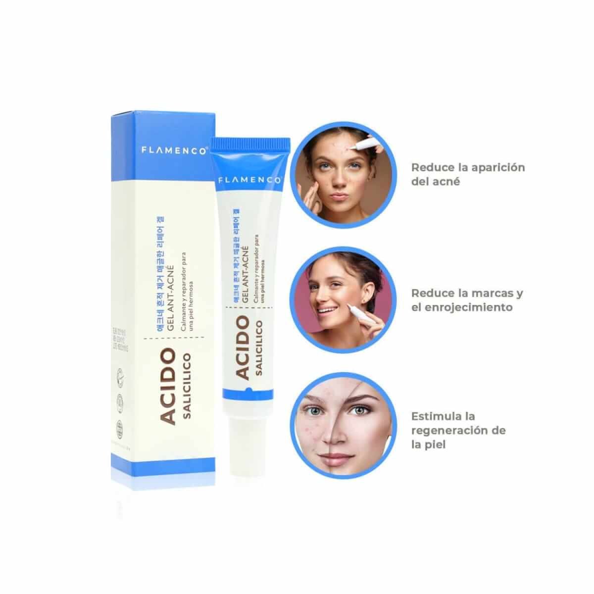 Gel Anti-Acné con Ácido hialurónico Flamenco 30g - Imagen 2